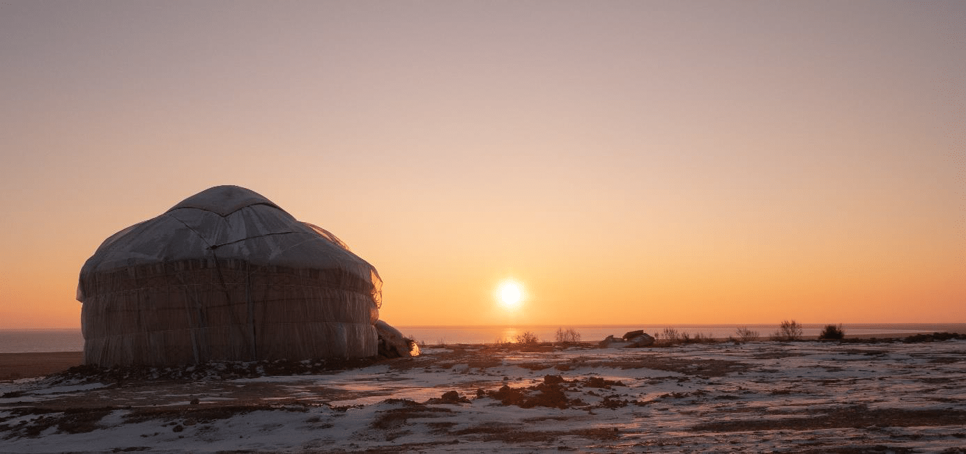 Sunrise over a Kazakh yourt