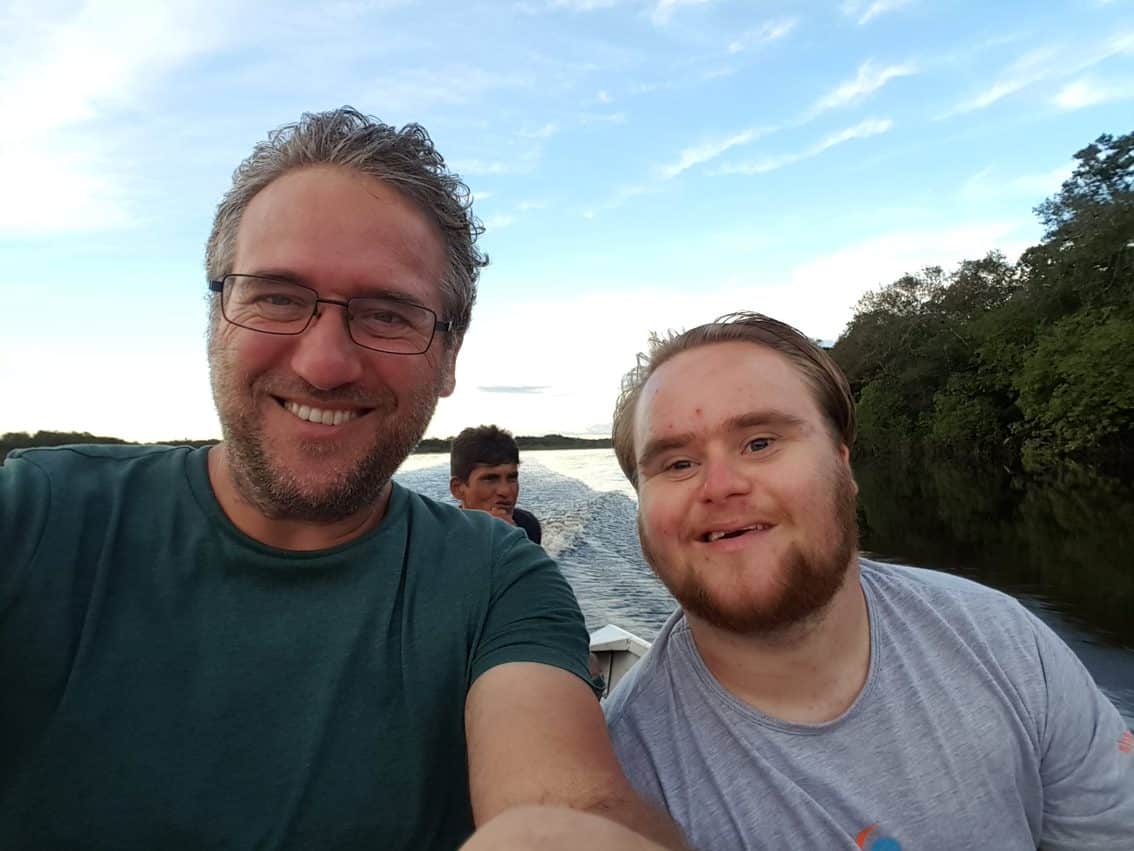 Fionn and Jonathan (Fionnathan) travelling through miles of Amazon jungle
